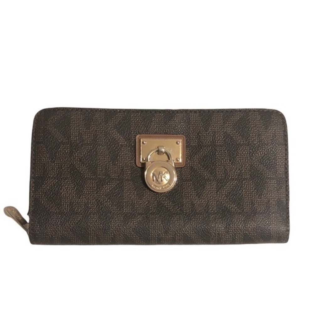 Michael kors signature brown tan wallet zipper